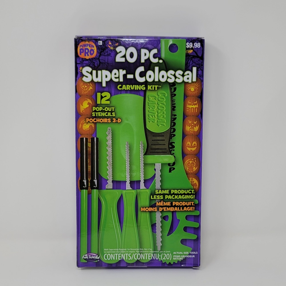 Pumpkin Pro Super-Colossal Carving Kit Pumpkin Masters Lights 5pc Family Fun - Picture 2 of 5